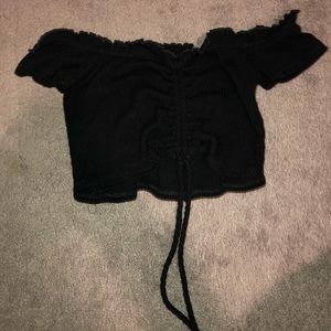 Black off the shoulder crop top